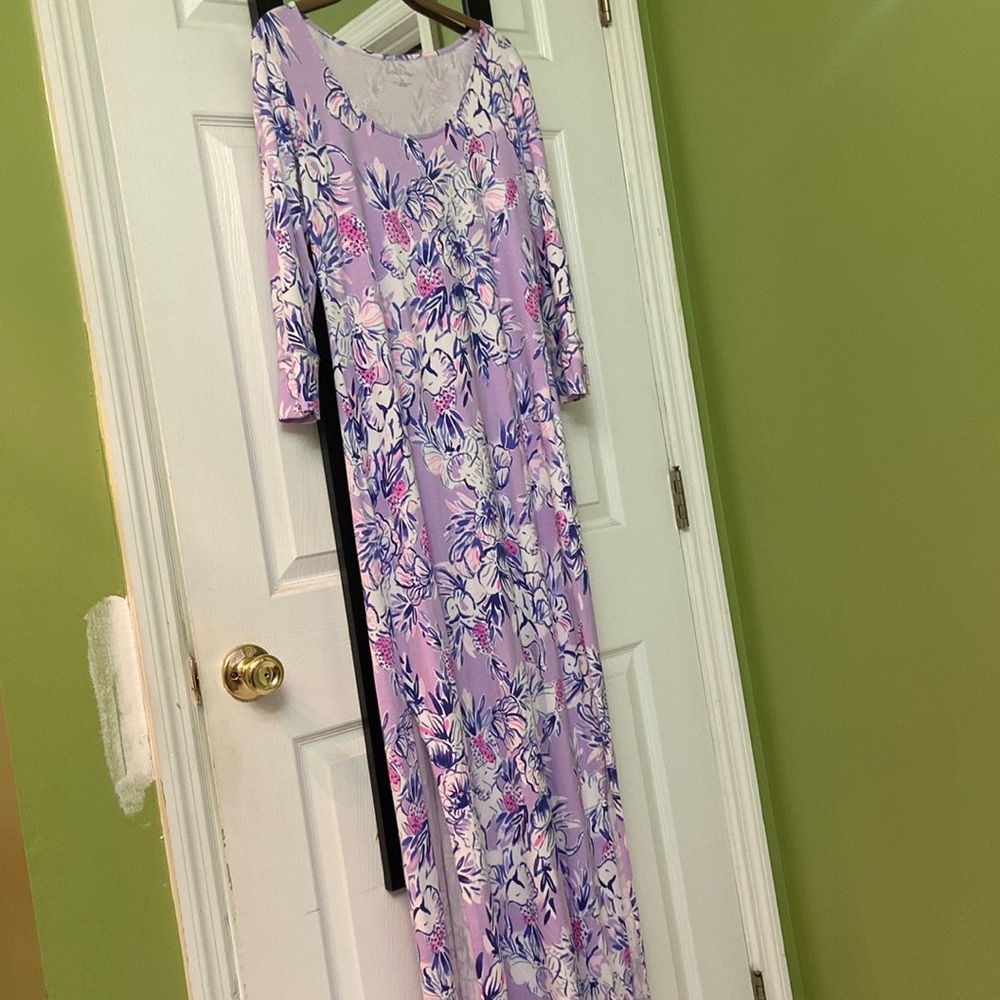 Lilly Pulitzer M scoop neck 3/4 sleeve maxi dress